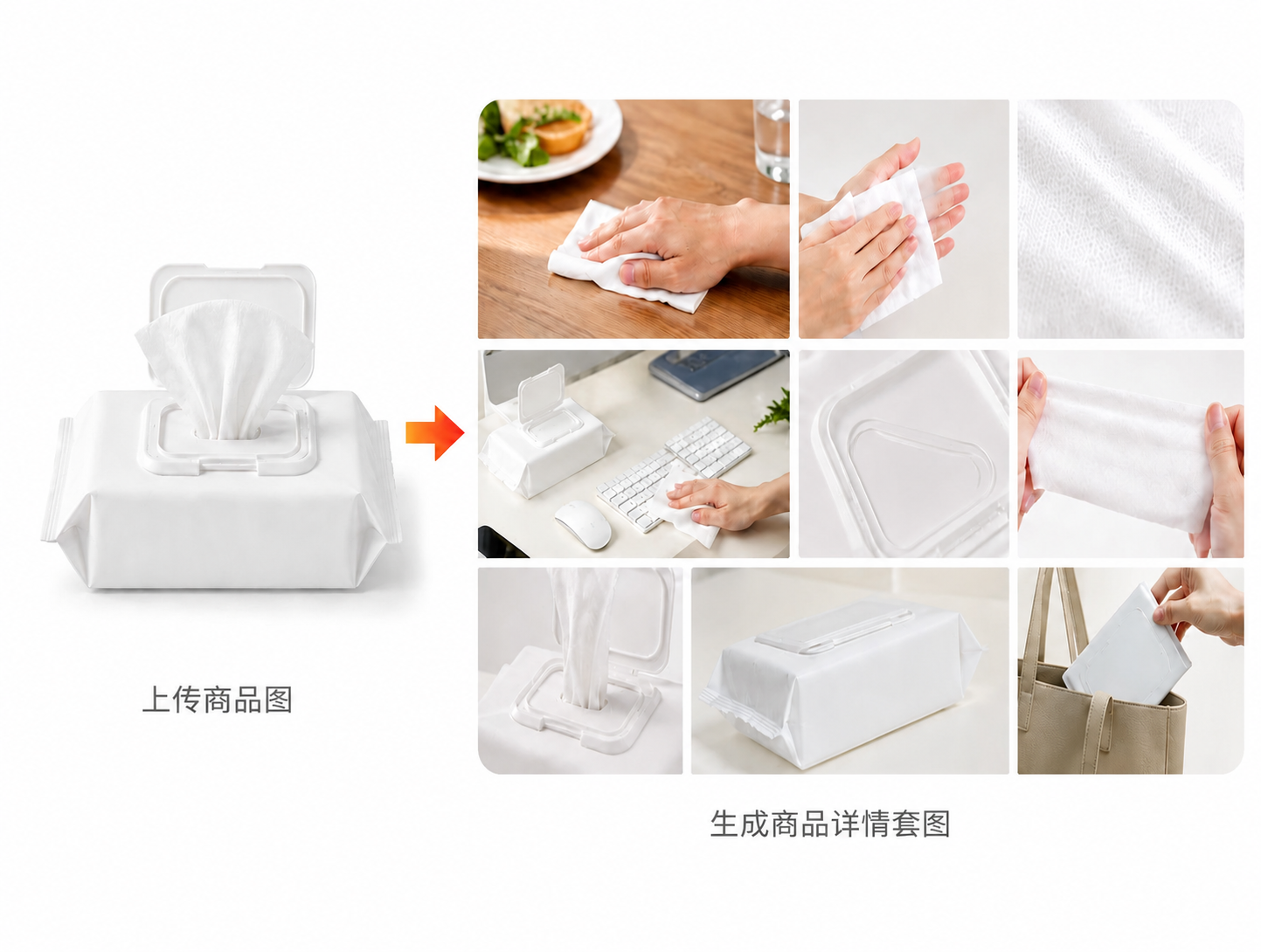 湿巾商品详情套图生成案例